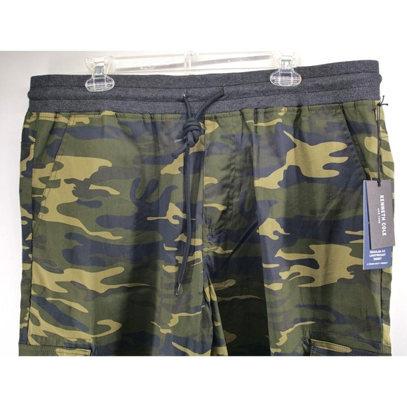 KENNETH COLE Mens 44 CAMO Cargo TECH SHORTS OLIVE GREEN GOLF ACTIVE JOGGER‎ - Picture 2 of 15